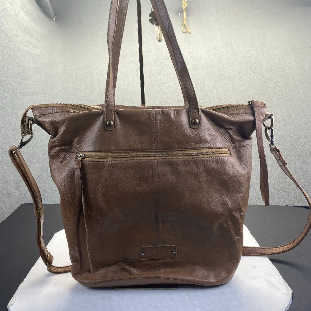 Lucky Brand Brown Leather Tote with Quilted Design